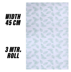 Heart Home Shelf Liner | EVA Kitchen Cabinet Shelf Mat | Anti-Slip Bathroom Mat | Fridge Mat | Table Mat | Green Leaf Print Wardrobe Mat | 3 Meter | White