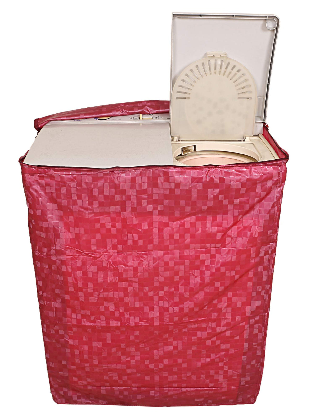 Kuber Industries 3D Design PVC Top Load Semi Automatic Washing Machine Cover - Pink