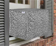 Heart Home PVC Check Print Dustproof Window A/C Cover for Outdoor for 1.5 Ton (Grey) 54HH3901.