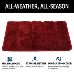 Kuber Industries Door Mat | Velvet Patta Pattern Door Mat | Super Absorbent Floor Mat | Bath Mat for Indoor & Outdoor | Door Mats for Entryway | Maroon