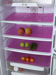 Kuber Industries Circle Design 4 Pieces PVC Refrigerator/Fridge Multipurpose Drawer Mat Set(Pink)-CTKTC32309