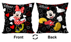 Heart Home Disney Printed Microfiber Filled Floor Cushion, Decorative Throw Pillow, Home Decor Pillow, Sofa/Bed Cushion,16"x16"(Black)-KUBMART15852
