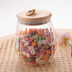 Urbane Home Glass Jar | Multi-Utility Kitchen Organizer | Airtight Bamboo Lid | Food Storage Jar with Metal Loop | Cookies Storage Jar | 680 ML | LP012 | Transparent