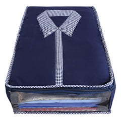 Kuber Industries Cotton Shirt Cover/Clothing Organizer/Wardrobe Organizer For Home, Traveling With Blue Window Pack of 2 (Blue)