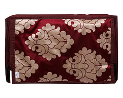 Heart Home Multiuses PVC Flower Print Microwave Oven Cover for Home & Kitchen 23 LTR. (Maroon) 52HH4023