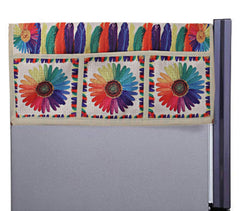 Kuber Industries Flower Print Jute Fridge/Refrigerator Top Cover, Gold-KUBMART10088 (KUBMART010088)