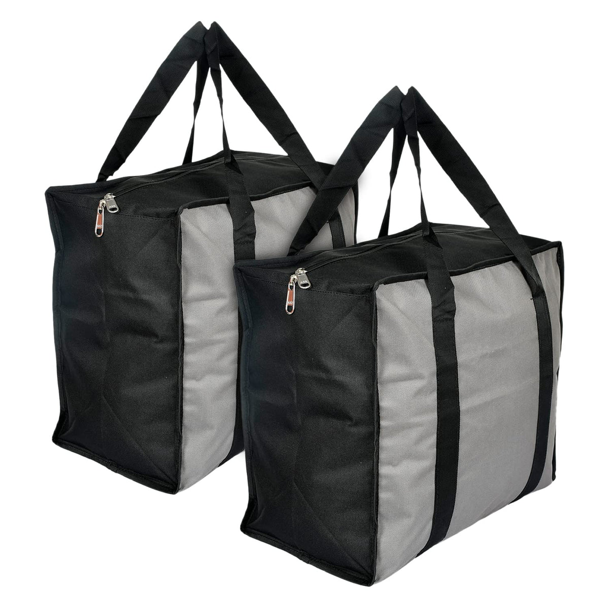 Kuber Industries Rexine Shopping Bags/Grocery Bag for Carry Grocery, Fruits, Vegetable with Handles Pack of 2 (Grey) 54KM4018