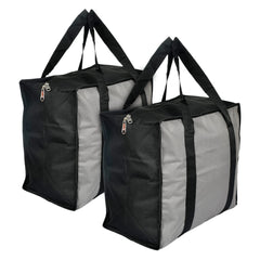 Kuber Industries Rexine Shopping Bags/Grocery Bag for Carry Grocery, Fruits, Vegetable with Handles Pack of 2 (Grey) 54KM4018