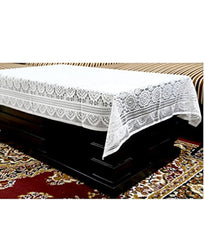 Kuber Industries Cotton 4 Seater Centre Table Cover - White