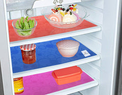 Kuber Industries Circle Design 3 Pieces PVC Refrigerator/Fridge Multipurpose Drawer Mat Set(Blue, Pink and Red)-CTKTC032331