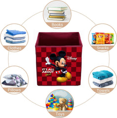 Heart Home Non-Woven Mickey Print Flodable Storage Box/Wardrobe Organizer For Home Decor, Pack of 2 (Maroon) 54HH4237.