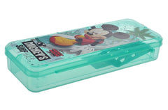Heart Home Micky Mouse Printed Tranasparent Plastic Pencil Box for Kids, Pack of 2 (Green)