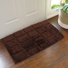 Kuber Industries Checkered Microfibre Door Mat - 24"x16.5"x0.4", Coffee, Standard (CTKTC01066)