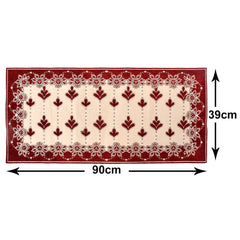Heart Home Rectangular Floral Print Cotton Table Runner for Dining and Center Table, Wedding, Everyday Use, Dinner Parties (Maroon)-50HH01290