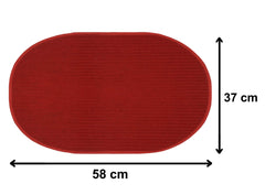 Fun Homes Oval Shape Microfiber Anti Slip 2 Pieces Door Mat (14'' x 23'',Red)-FUNNHOM12064