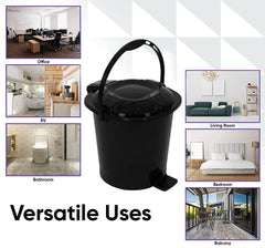Kuber Industries Durable Plastic Pedal Dustbin|Waste Bin|Trash Can For Kitchen & Home With Handle,7 Litre,Pack of 2 (Black)