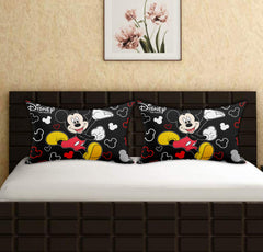 Kuber Industries Disney Mickey Print Silk Special Long Crush Pillow Cover- Set of 2, Black-KUBMART010048