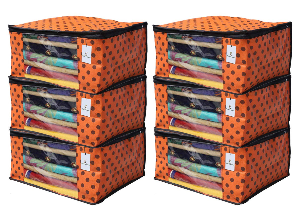 Kuber Industries 9 Piece Non Woven Saree Cover Set, Orange,CTKNEW146