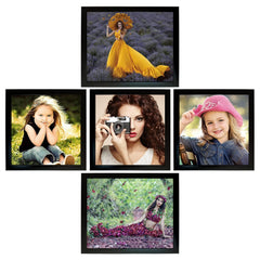 Kuber Industries Collage Photo Frame For Living Room, Wall Set of 5 (Black) Size: 10X8-2 Pc., 8X8-3 Pc.