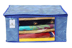 Heart Home Leheriya Design 3 Piece Non Woven Saree Cover, Large, Royal Blue - CTHH11953