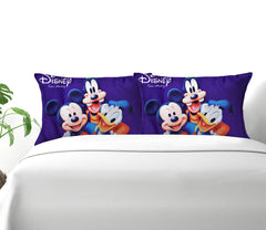 Kuber Industries Disney Team Mickey Print Silk Special Long Crush Pillow Cover- Set of 6, Royal Blue-KUBMART178
