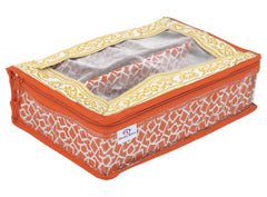 Heart Home Feather Design Laminated 2 Rod Box, Organizer For Bangle, Watches, Bracelets, Jewellery With Tranasparent Top - Pack of 2 (Orange)-47HH0152