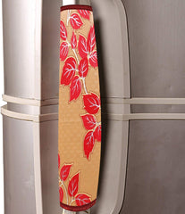 Heart Home Leaf Design PVC 2 Pieces Fridge/Refrigerator Handle Cover (Gold & Red) CTHH5392, Standard