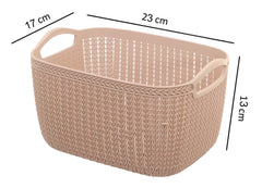 Kuber Industries Fruit Basket For Dining Table|Plastic Basket For Storage|Flexible Kitchen Storage Baskets|Pack of 2 (Peach)