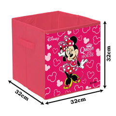 Kuber Industries Disney Minnie Print Foldable Laundry Basket|Clothes Storage Basket With Handle & Lid,Pack of 2 (Pink)