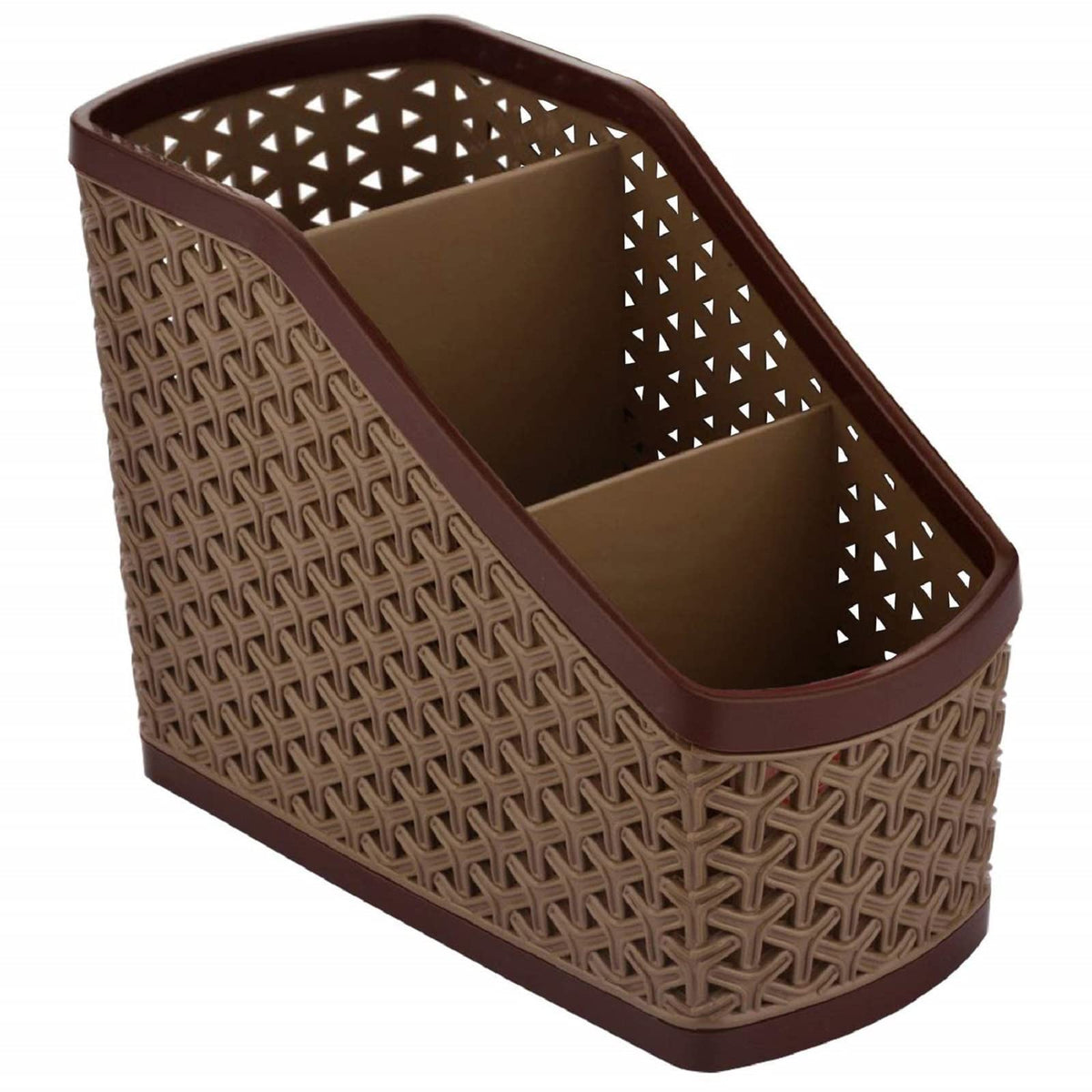 Kuber Industries Plastic Multi-Purpose Compact Desk Storage Organizer|Stationary Box|Pen Pencil Holder|Plastic Cosmetics|Make Up Organizer Container|Size 15 x 13 x 7 CM (Multicolour)