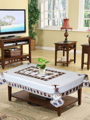 Heart Home Floral Print Polyester Center Table Cover/Table Cloth for Home Decorative Luxurious 4 Seater, 60"x40" (Light Orange) 54HH4259.