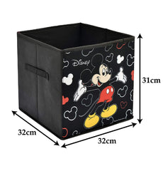 Heart Home Non-Woven Mickey Print Flodable Storage Box/Wardrobe Organizer For Home Decor, Pack of 2 (Black) 54HH4241.