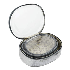 Heart Home Round Design Rexine 3 Pieces Make Up Jewellery Vanity Travelling Cosmetic Multipurpose Box (Silver), Collection - HEART1785