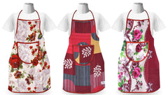 Heart Home Printed Oil Stain Resistant Cooking Kitchen Apron for Men Women with 1 Front Pocket, Pack of 3 (Pink & Red & Pink)