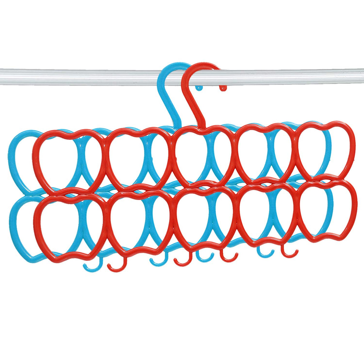 Kuber Industries 10 -Circle 2 Pieces Plastic Heart Design Hanger for Scarf, Shawl, Tie, Belt, Closet Accessory Wardrobe Organizer (Multicolour) - CTKTC030775