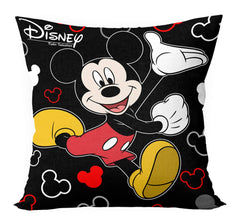 Kuber Industries Disney Minnie Mickey Print Silk Special Long Crush Cushion Covers (16"x16") Set of 4, Black & Pink-KUBMART10003,Standard