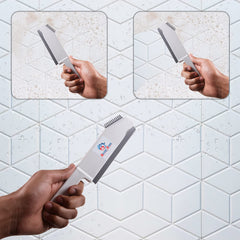 Heart Home Cleaning Brush | Plastic 3 In 1 Mesh Cleaning Brush | Scraper Brush | Washbasin Cleaning Brush | Knife Shape Wiper For Glass Cleaning | White