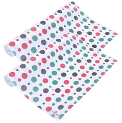 Heart Home Shelf Liner | EVA Kitchen Cabinet Shelf Mat | Anti-Slip Bathroom Mat | Fridge Mat | Table Mat | Multi Dot Print Wardrobe Mat | 3 Meter | Pack of 2 | White