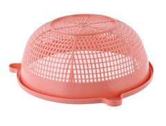 Kuber Industries Baskets for Fruits and Vegetables, Multipurpose and Handy Storage Basket Unbreakable Round Plastic Basket (Peach)-KUBMART15153