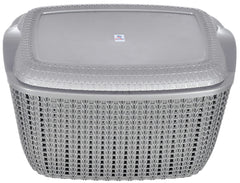 Heart Home Multiuses Small M 25 Plastic Basket/Organizer With Lid- Pack of 6 (Grey) -46HH035