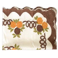 Kuber Industries Flower Printed Cotton 4 Seater Center Table Cover,40"x60" (Cream & Brown)-44KM091 Pack of 1