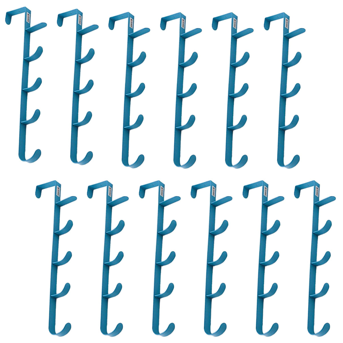 Kuber Industries 5-Level Cloth Hanger|Multipurpose Cloth & Towel Holder|Iron Spray Material|Easy Installation|Interchangeable Over The Door Towel Holder|ZT-3115(B) Pack of 12|Blue