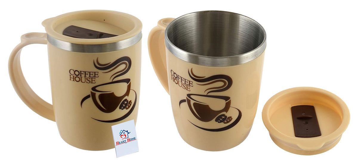 Heart Home Plastic Coffee Mug - Set of 2, Cream