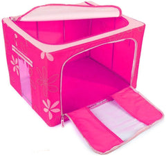 Kuber Industries Cotton Steel Frame Storage Bag, Pink (KI007577)