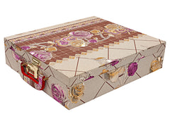 Kuber Industries Multipurpose Wooden Floral Design 5 Rod Bangle Box/Organizer/Case With Mirror & Number Lock System - Pack of 2 (Gold)-47KM0663