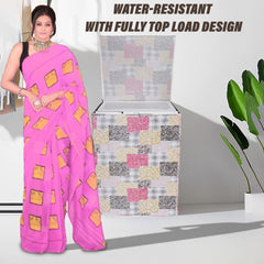 Heart Home Washing Machine Cover | Black Small Flower Print Washing Machine Cover | PVC Top Load Fully-Automatic Washing Machine Cover | Multi