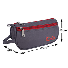 Kuber Industries Canvas Toiletry Organizer|Portable & Durable Travel Shaving Doop Kit with Fornt Zipper and Carrying Strip (Gray)