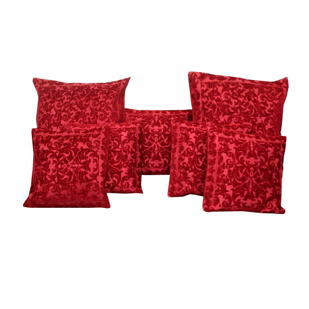 Kuber Industries 7 Piece Velvet Cushion Cover Set - 24" x 24", Maroon