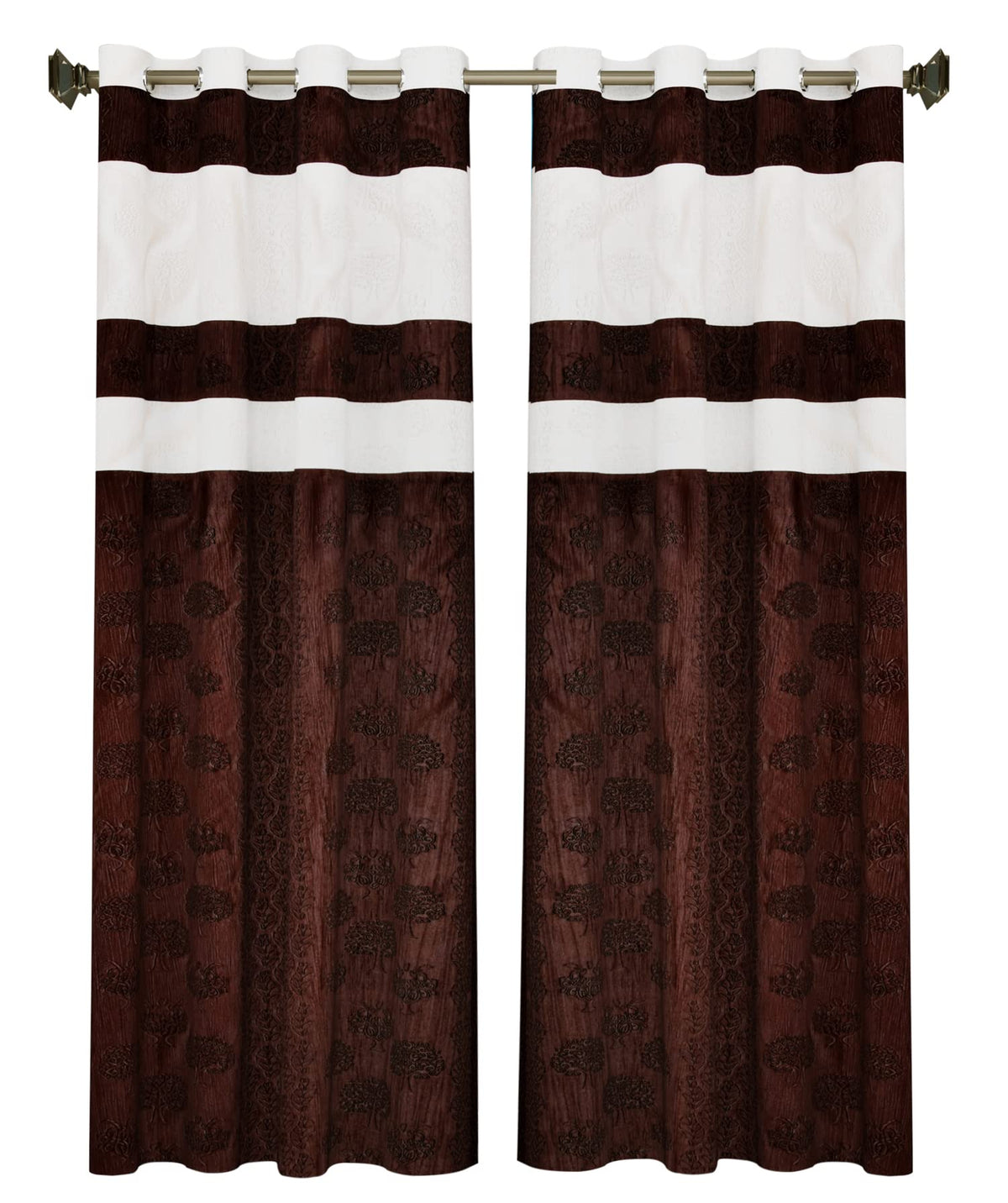 Kuber Industries Forest Printed Home Décor Door Curtain with 8 Eyelet, 7 ft- Pack of 2 (Brown & Cream)-Hs43Kubmart25608(Polyester_Multicolour)