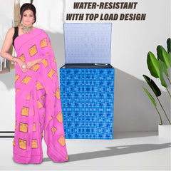 Heart Home Washing Machine Cover | Shelf Check Washing Machine Cover | Soft PVC | Top Load Semi-Automatic Washing Machine Cover | Blue